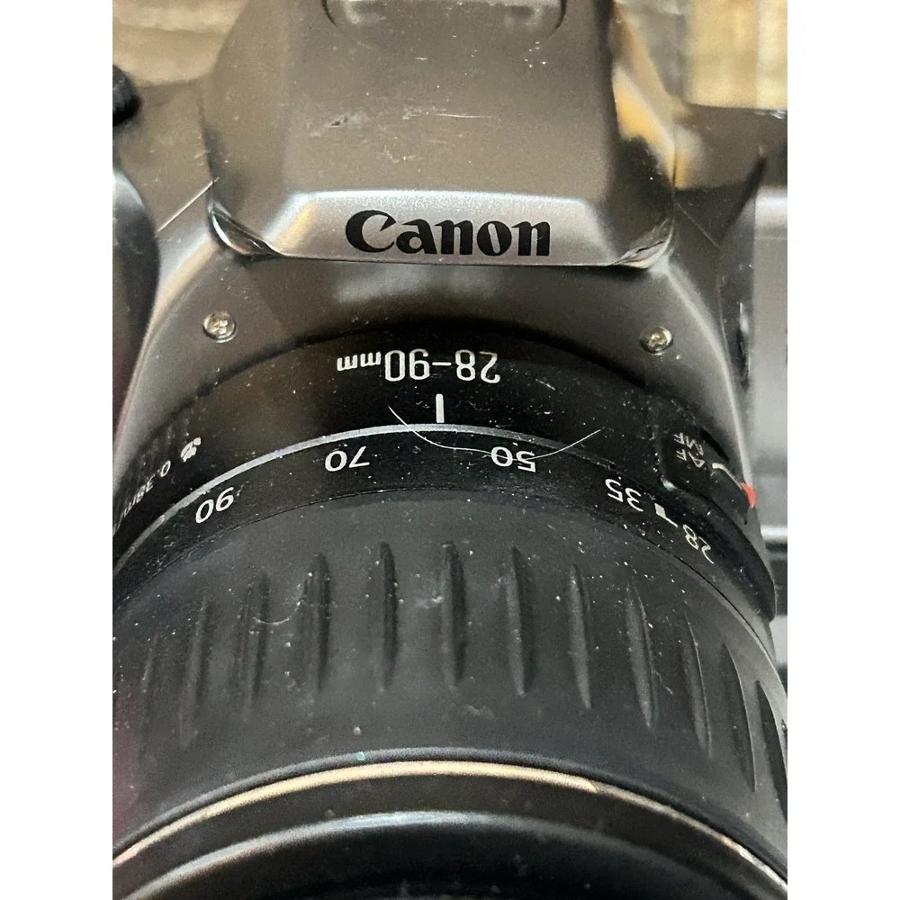 Canon EOS Rebel K2 35mm SLR Film Camera EF 28-90mm Zoom Lens Silver Not Tested